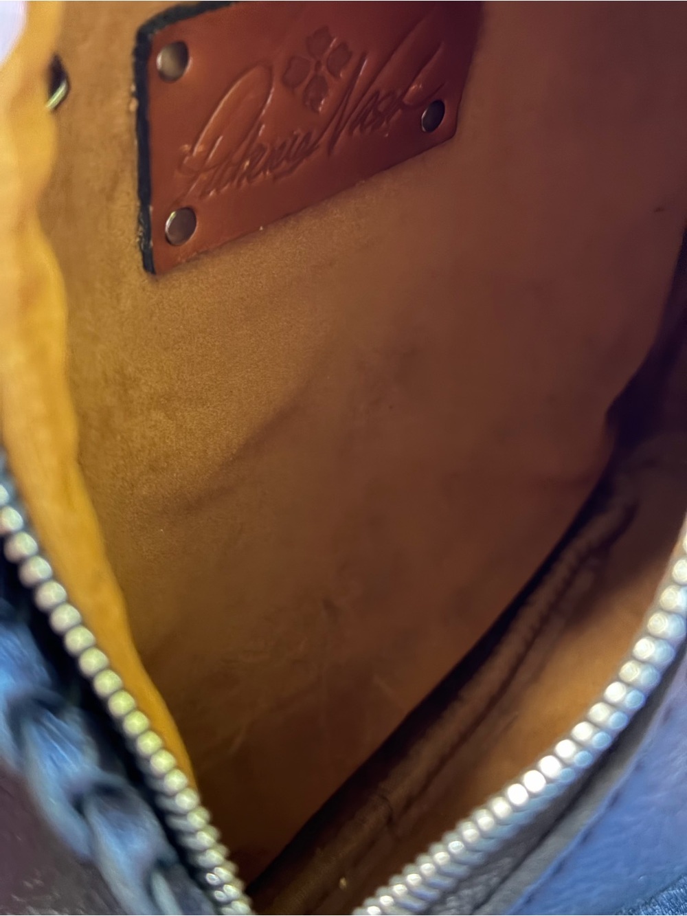 Patricia Nash Black Leather Sling Bag with Tassel Zipper Pull - Picture 7 of 7